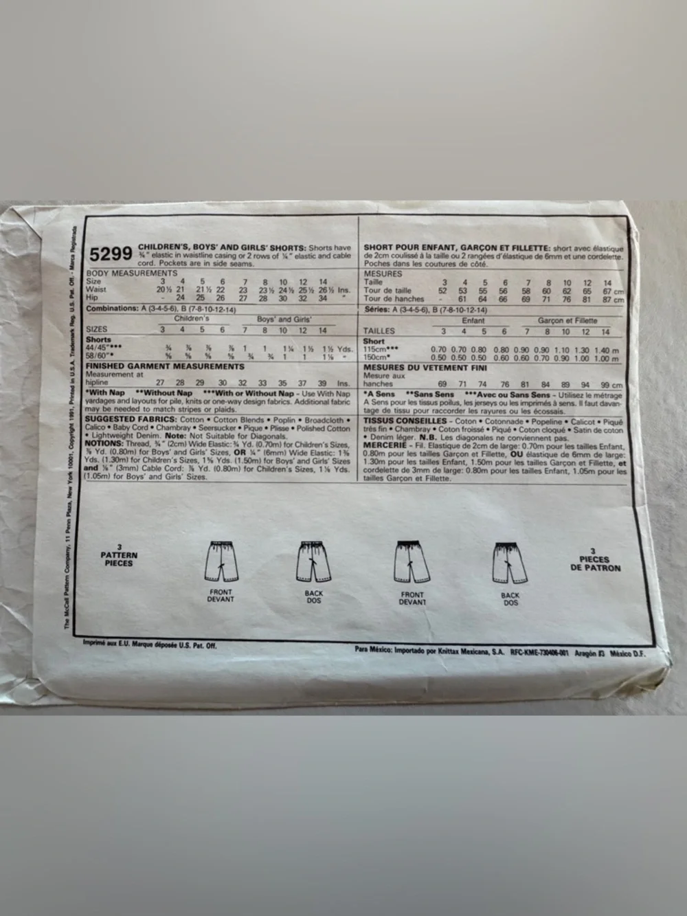 McCALL'S 5299 Vintage Boys & Girls Shorts Uncut Sewing Pattern (3-4-5-6) - Picture 6 of 10